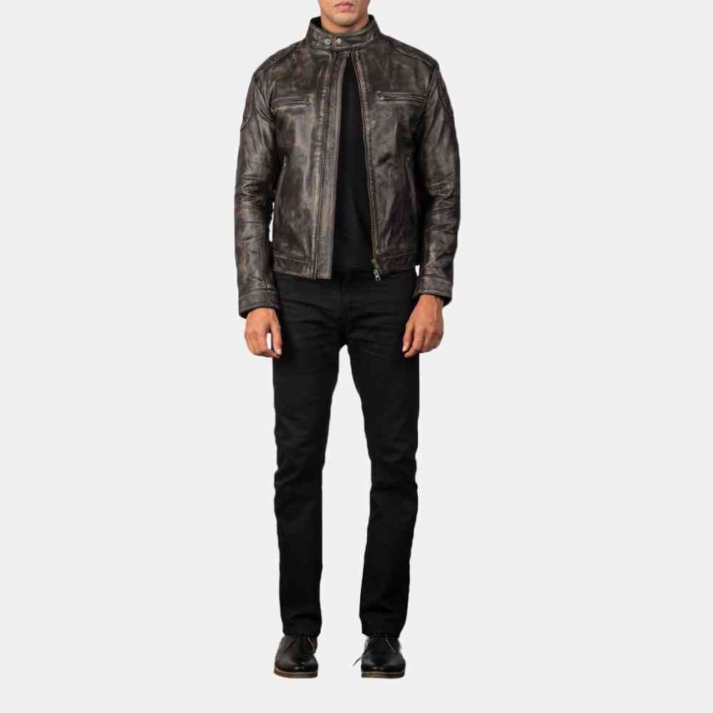 Men's Distressed Brown Leather Jacket | Durable, Stylish, and Warm