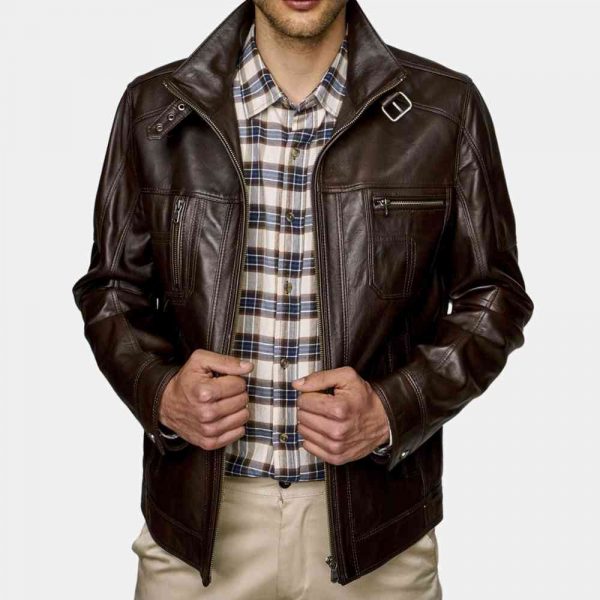 brown genuine leather jacket