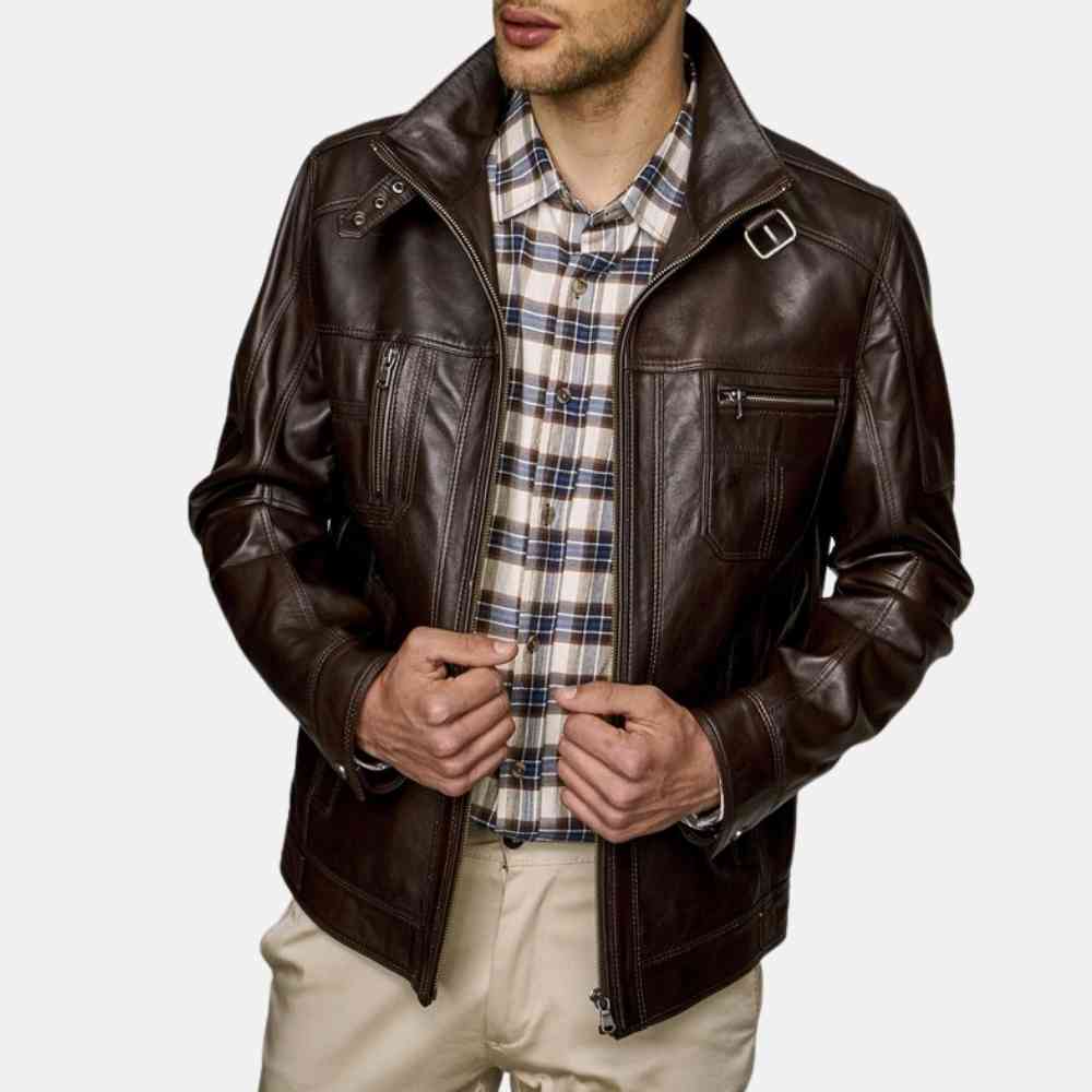 Buckle Collar Leather Jacket | Free Shipping | Leatherings