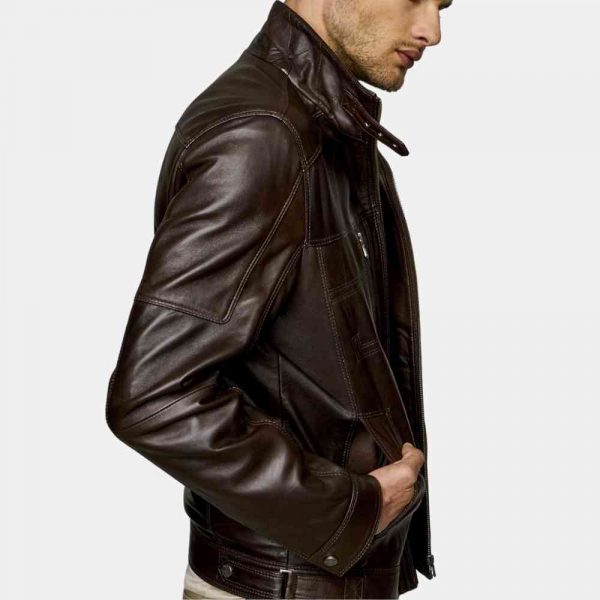 mens genuine brown leather jacket