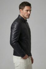 Black Slim Fit Moto Leather Jacket