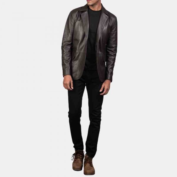brown leather blazer jacket