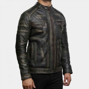 Distressed Black Leather Jacket