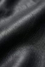 Full-grain cowhide black leather jacket texture close up matte finish