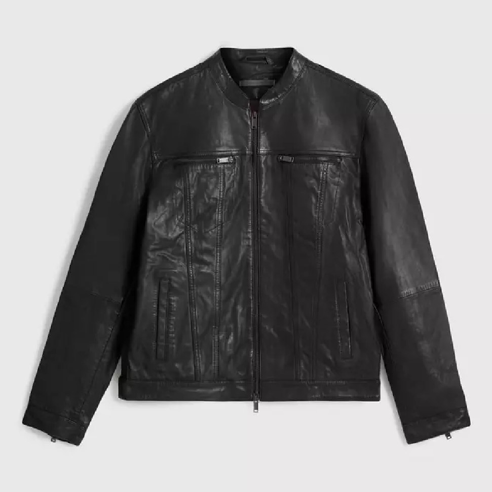 John Varvatos Band Collar Leather Jacket | Free Shipping