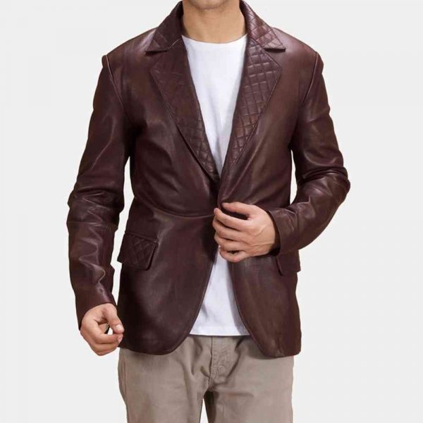 Maroon Leather Blazer in usa