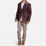 Maroon Leather Blazer in usa