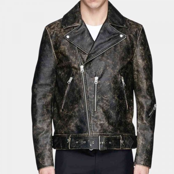 Mens Distressed Leather Jacket