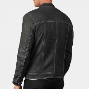 mens black distressed leather motorcycle jacket