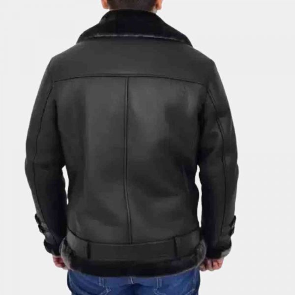 Black Leather Shearling Jacket Mens