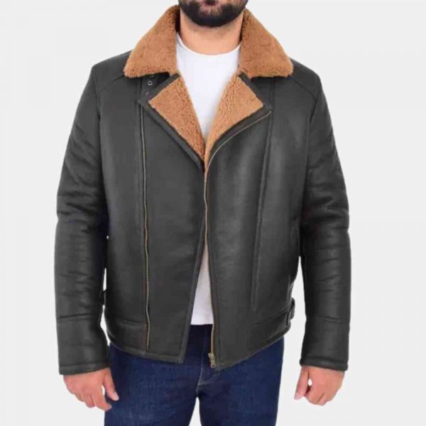 Brown Leather Aviator Jacket Mens