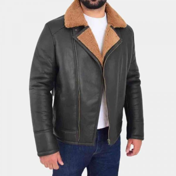 Brown Leather Aviator Jacket in usa