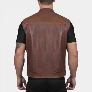Brown Leather Motorcycle Vest
