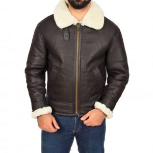 Leather Bomber Jacket with Fur