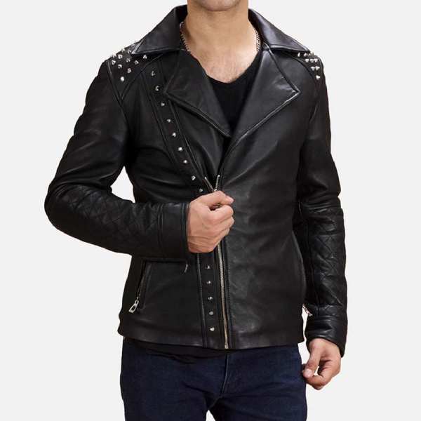Mens Black Studded Leather Jacket