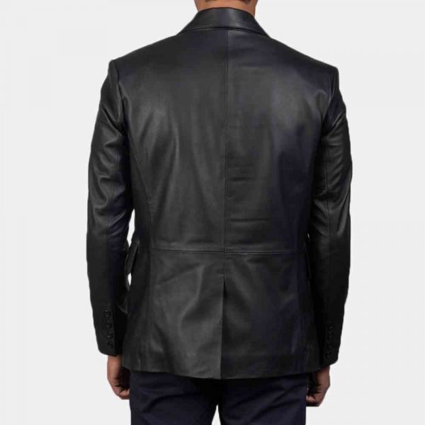 mens black leather blazer jacket