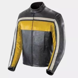 Black Yellow and White Leather Jacket