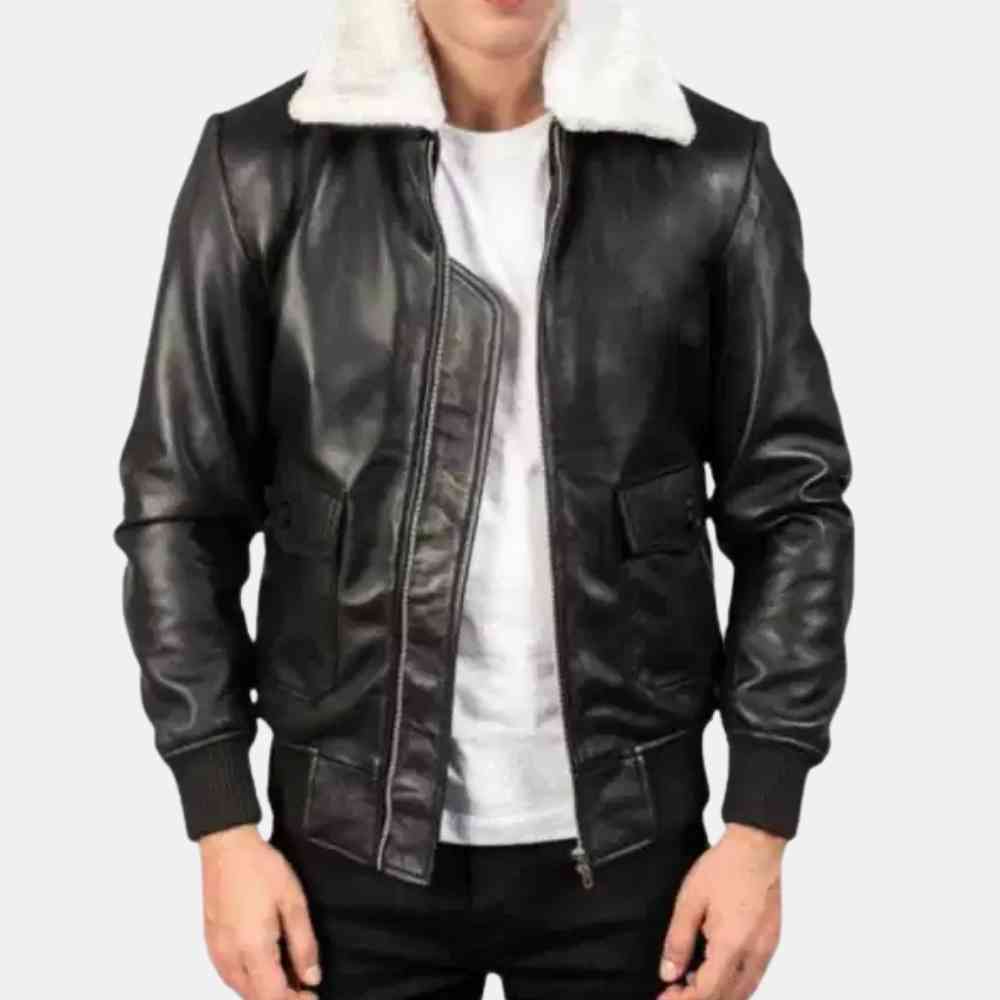 Mens Leather Bomber Jackets with Fur Collar Archives - Leatherings
