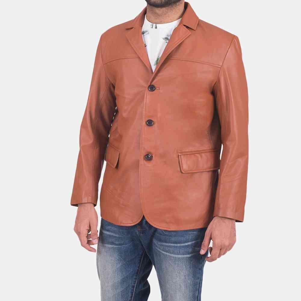 Leatherexotica Mens Elgant Style Men Genuine Leather Three Button Blazer