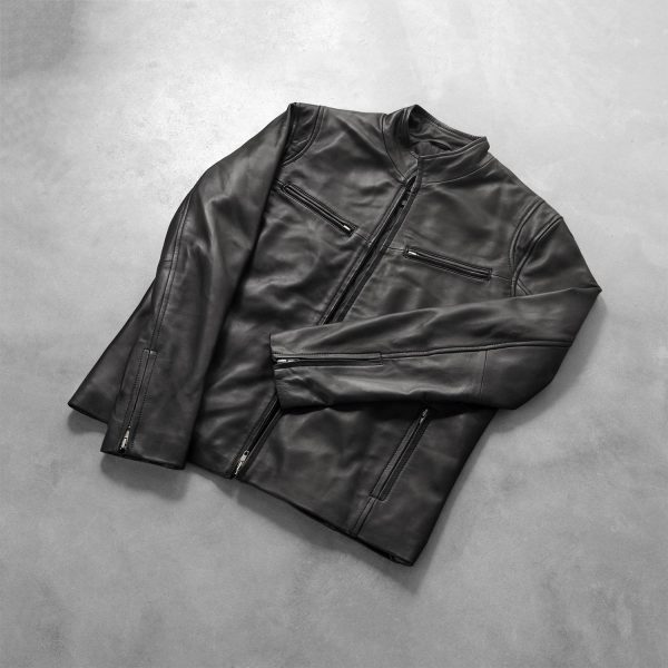Ionic Black Leather Jacket Men