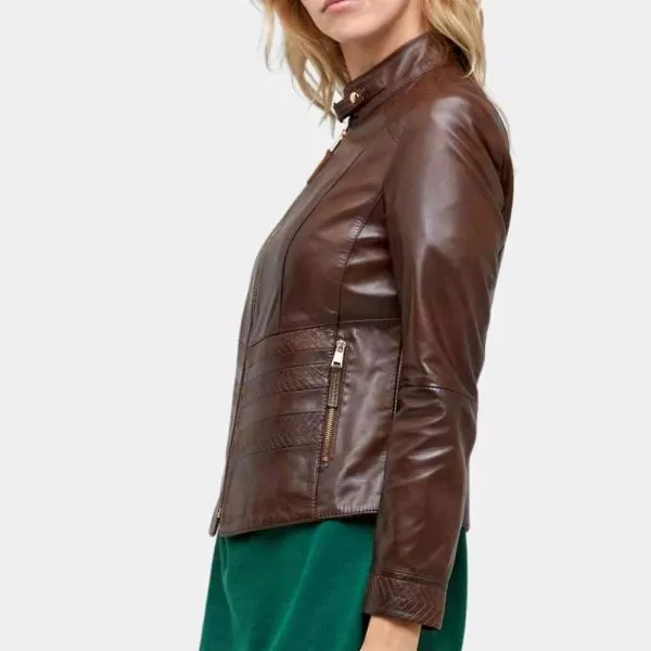 Brown Womens Leather Motorcycle Jacket