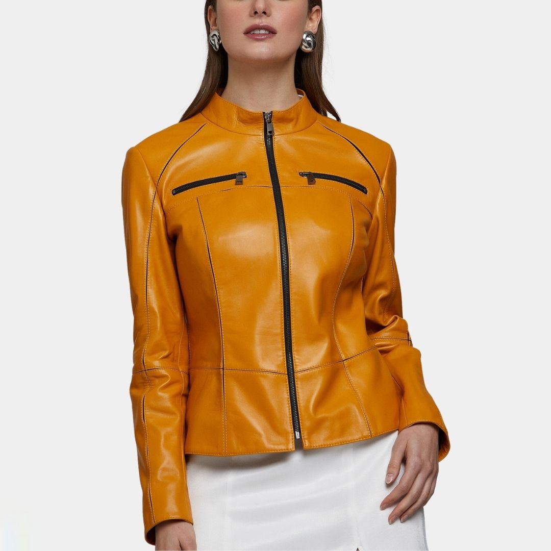 Women Yellow Leather Jacket – KiltShop USA