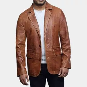 brown leather blazer for men usa