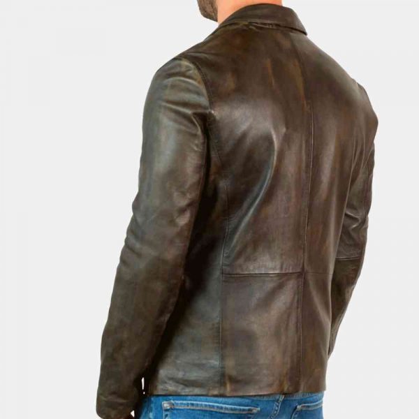 distressed leather blazer