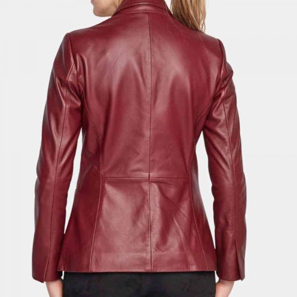 red leather blazer