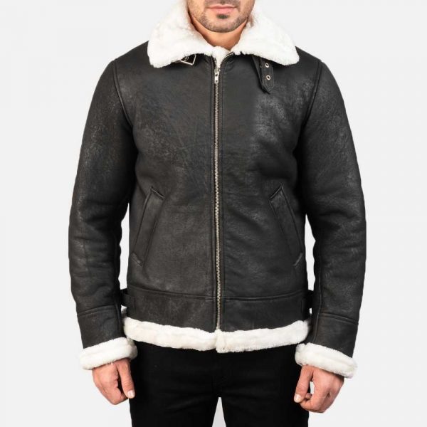 leather bomber jacket with fur collar
