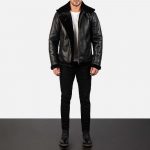 mens black leather jacket with fur collar
