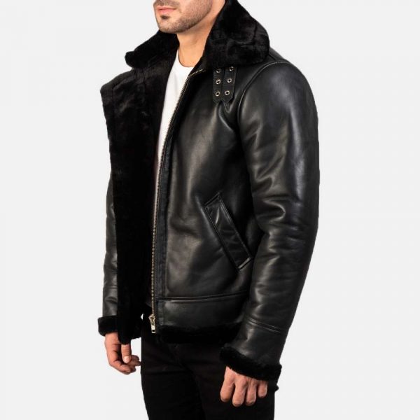 mens black leather jackets with fur collar