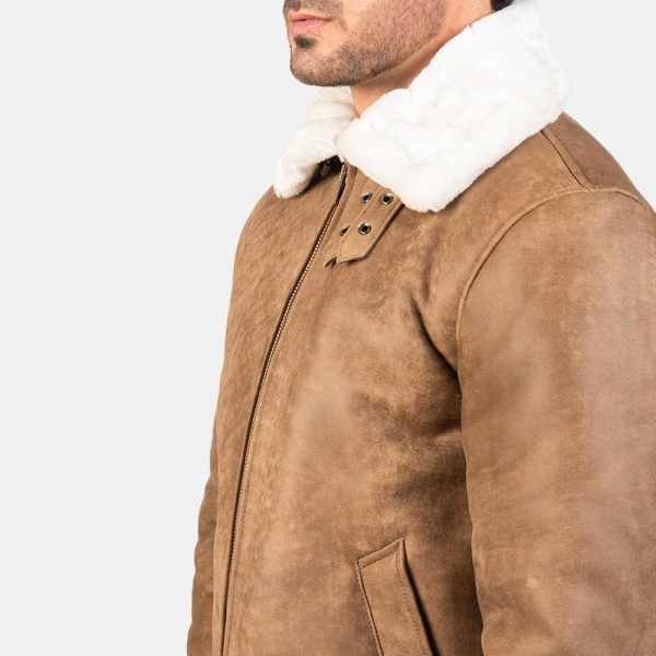 mens brown bomber jacket with fur collar