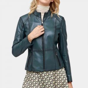 Black and Green Leather Motorcycle Jacket