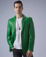 Green Leather Blazer