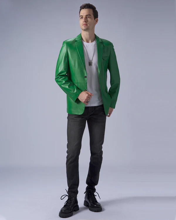 Green Leather Blazer