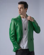 Green Leather Blazer