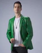 Green Leather Blazer