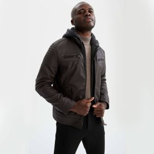 Hooded Leather Jacket 109 1