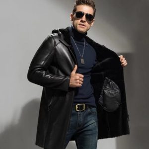Hooded Leather Jacket 110 1