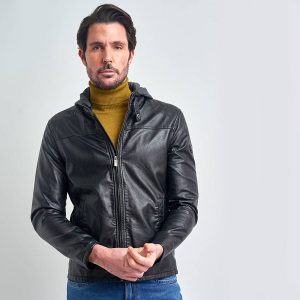 Hooded Leather Jacket 115 1