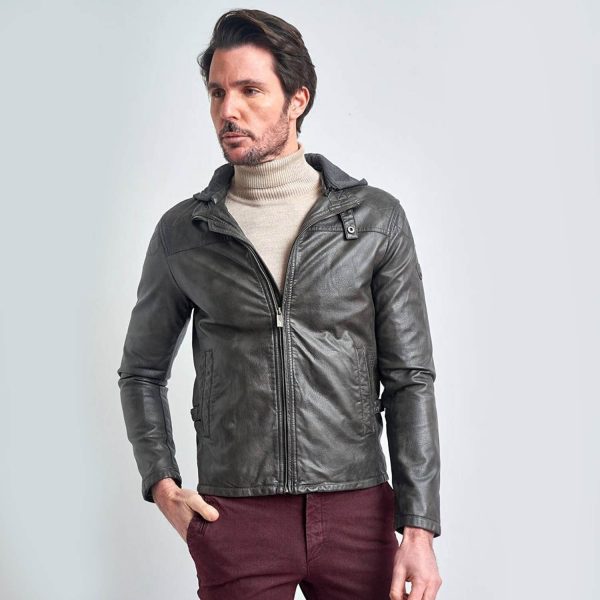 Hooded Leather Jacket 116 1
