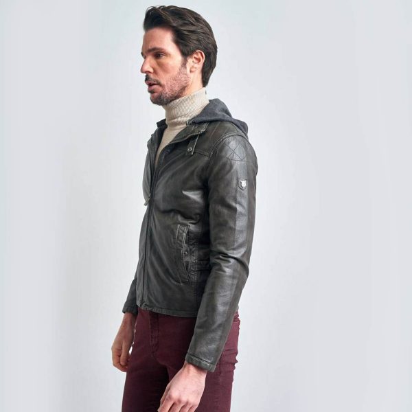 Hooded Leather Jacket 116 3