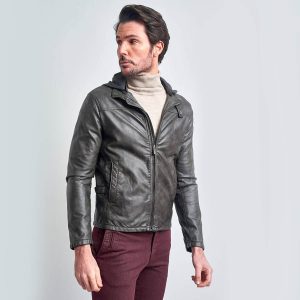 Hooded Leather Jacket 116 4