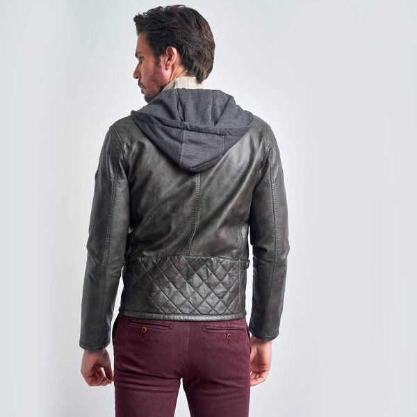 Hooded Leather Jacket 116 5
