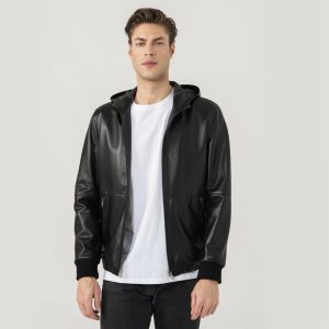 Hooded Leather Jacket 118 1