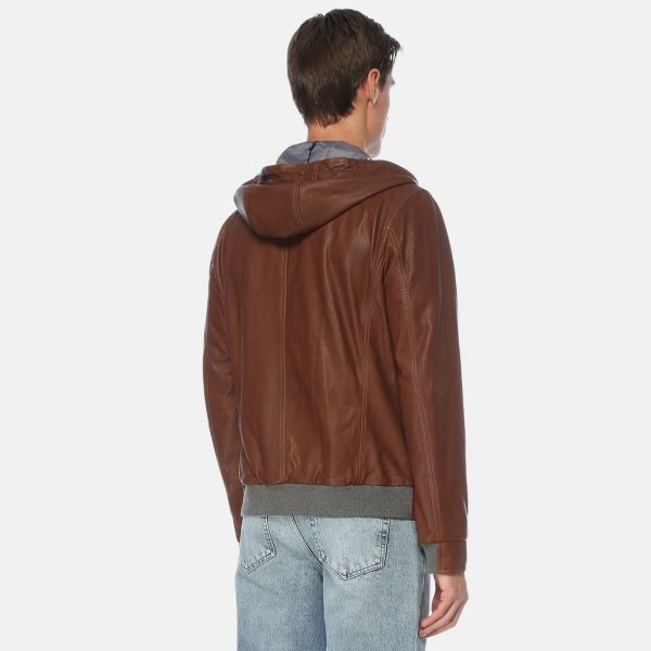Hooded Leather Jacket 121 2