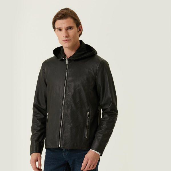 Hooded Leather Jacket 123 3