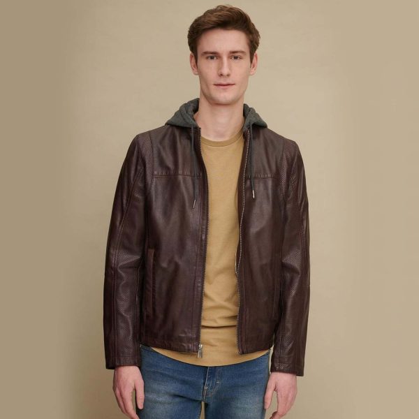 Hooded Leather Jacket 125 1