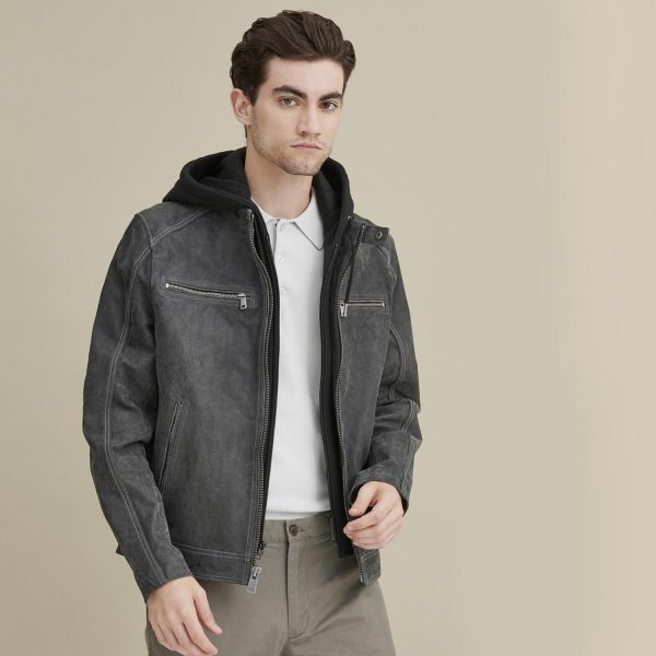 Hooded Leather Jacket 128 1